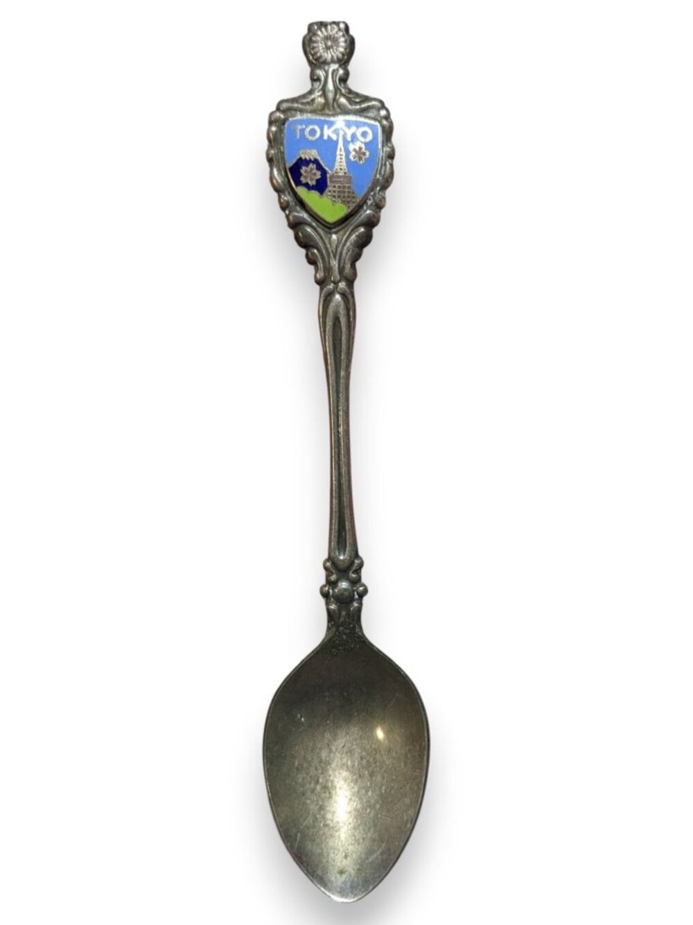 Vintage Travel Nickel Silver Silver Tone Tokyo Japan Souvenir Spoon 4 1/2 Inch